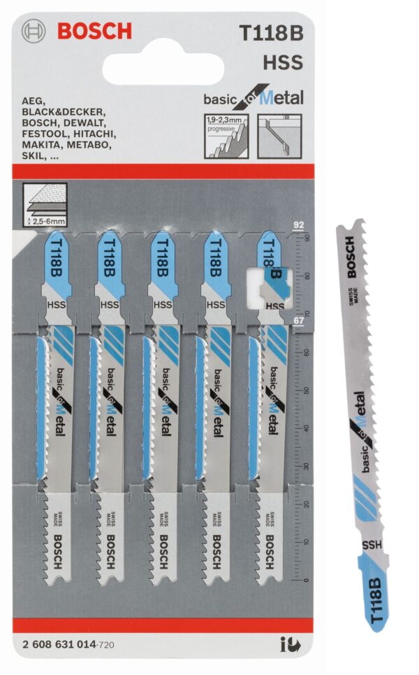 Bosch T118B JigSaw Blades (5pcs)