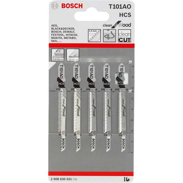 Bosch T101AO JigSaw Blades (5pcs)