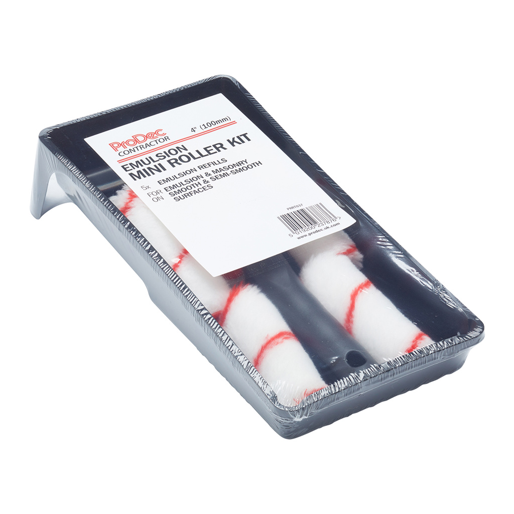 ProDec 4" Inch Emulsion Masonry Mini Roller Paint Set - Image 2