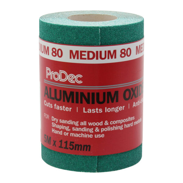 ProDec Ali Oxide 5 & 10 Metre Roll Aliminium Green Sandpaper Crack Resistant
