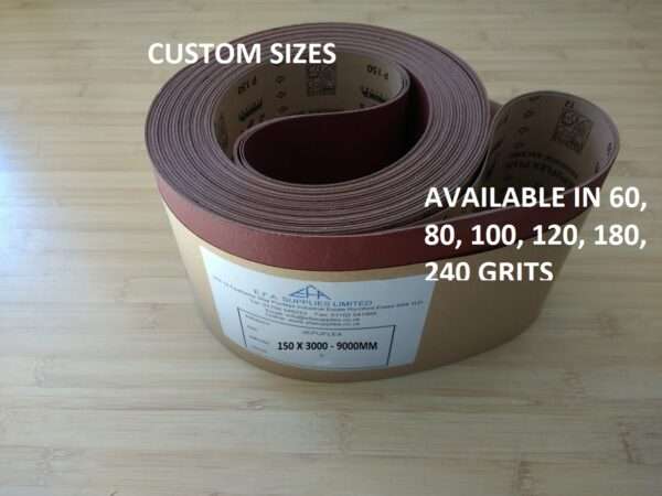 Pad Sander Belt Grade 150 150 x 3000-9000mm 5 belts per pack.
