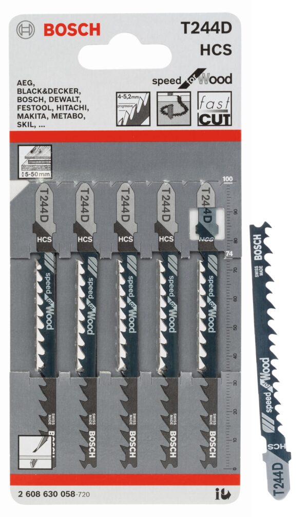Bosch T244D JigSaw Blades (5pcs)