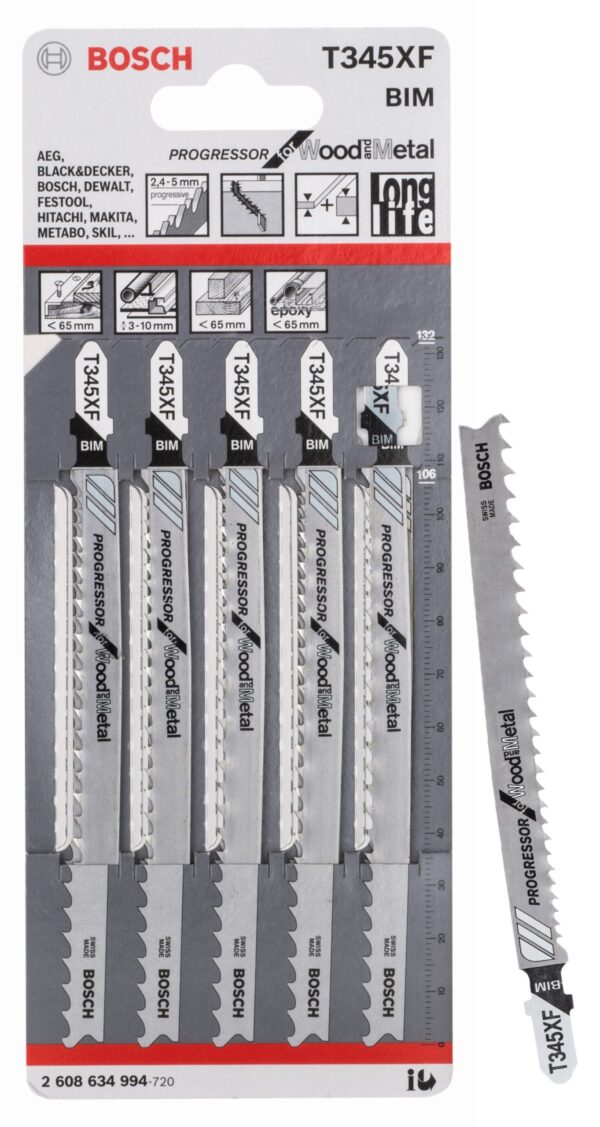 Bosch T345XF JigSaw Blades (5pcs)