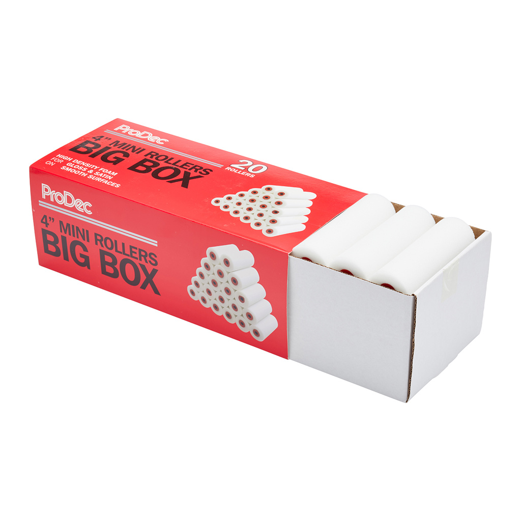 ProDec Paint Foam Rollers 4" Inch High Density Big Box Mini Sleeve Refills Box of 20 - Image 2