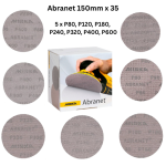Mirka Abranet Sanding Discs 150mm x 35 - 5 x P80, P120, P180, P240, P320, P400, P600